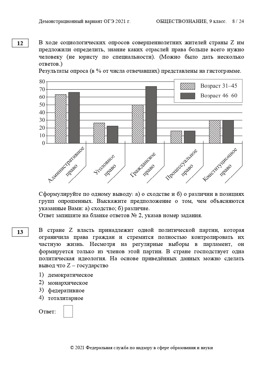 Задания огэ по обществознанию 9 класс 2024