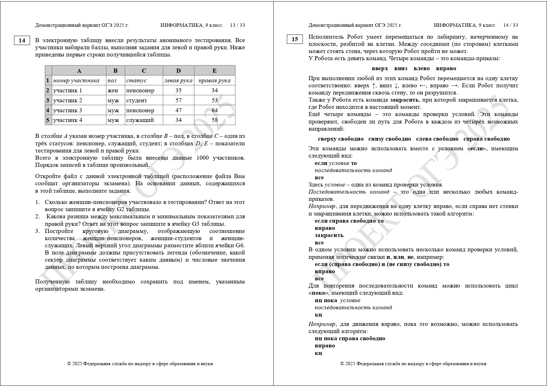 огэ информатика 2025 демоверсия