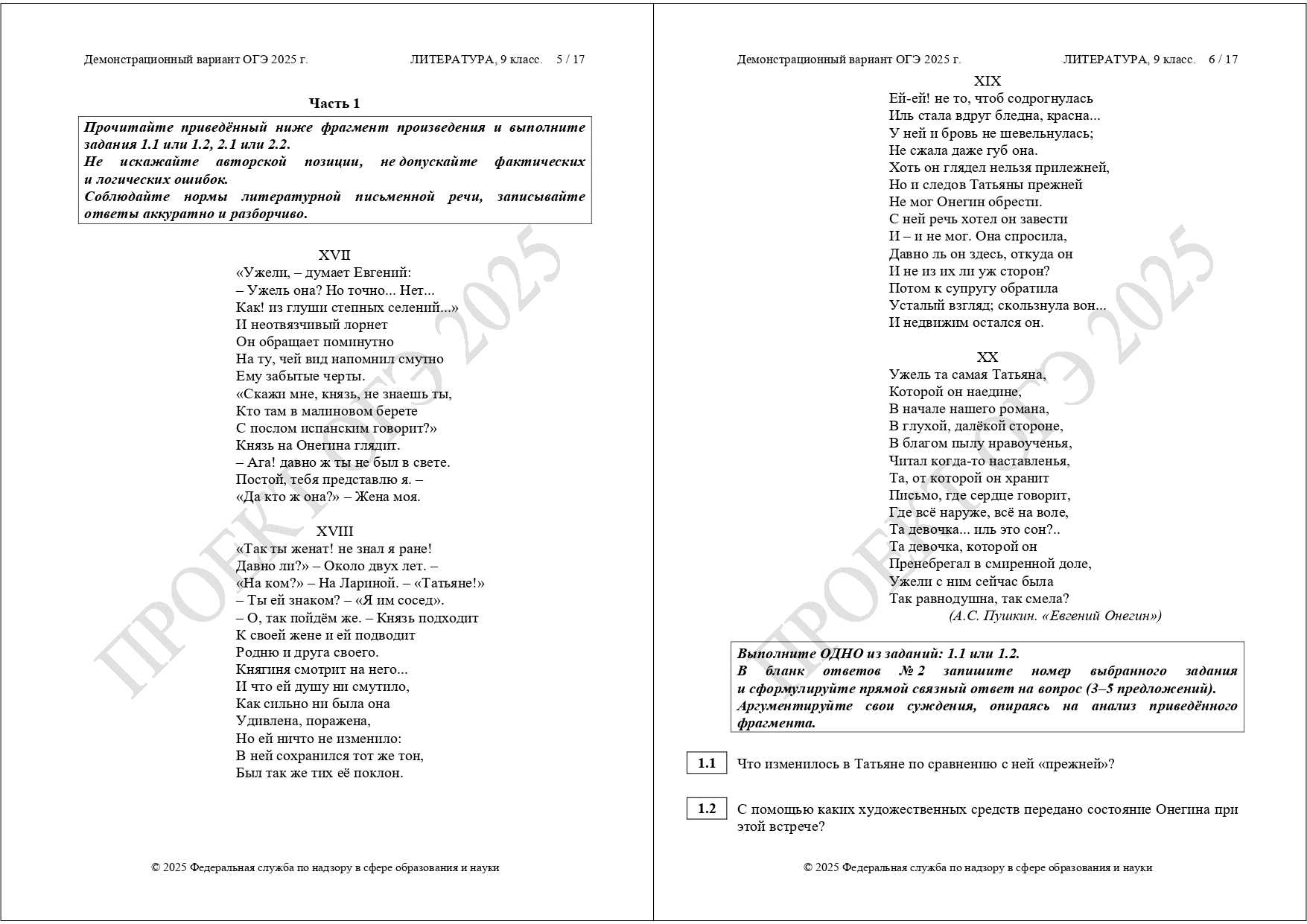 огэ литература 2025 демоверсия